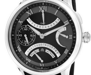 Mens-Masterpiece-Mechanical-GMT-Retrograde-Black-Dial-Black-Leather-Watch